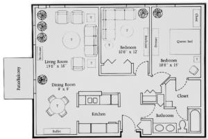 Rivers Edge Floor Plan - 2 Bedroom